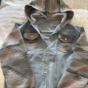Mommy and me Denim Jackets with Patterned Sleeves